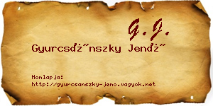 Gyurcsánszky Jenő névjegykártya